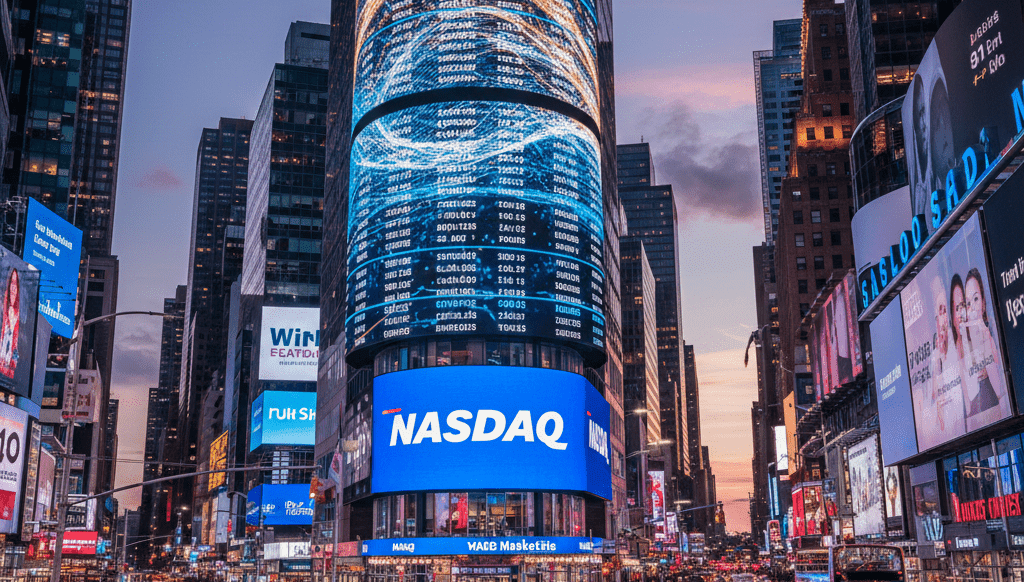 Futuristic market illustration for NVDA and Nasdaq discussion
