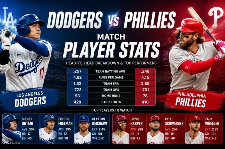 Dodgers vs Phillies Match Player Stats